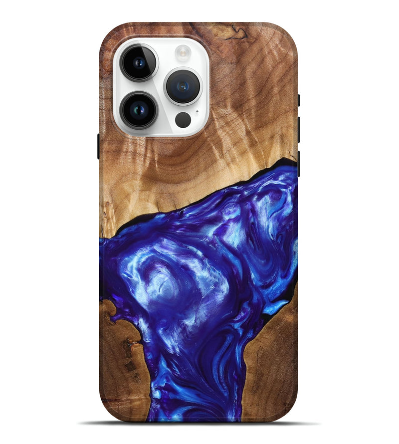 iPhone 15 Pro Max Wood+Resin Live Edge Phone Case - Israel (Blue, 689504)