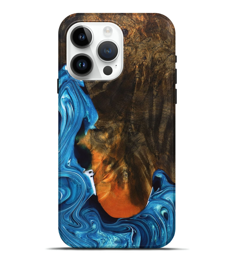 iPhone 15 Pro Max Wood+Resin Live Edge Phone Case - Ryder (Blue, 689553)