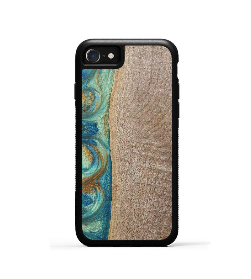 iPhone SE Wood+Resin Phone Case - Jared (Teal & Gold, 689810)