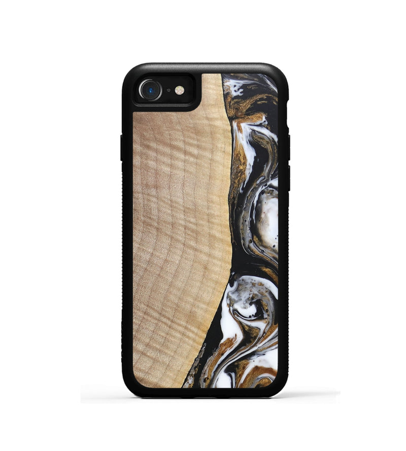 iPhone SE Wood+Resin Phone Case - Khadijah (Black & White, 689835)