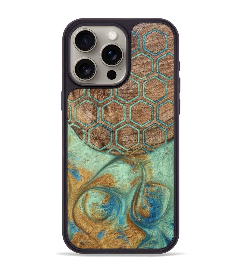iPhone 15 Pro Max Wood+Resin Phone Case - Rocky (Pattern, 689849)