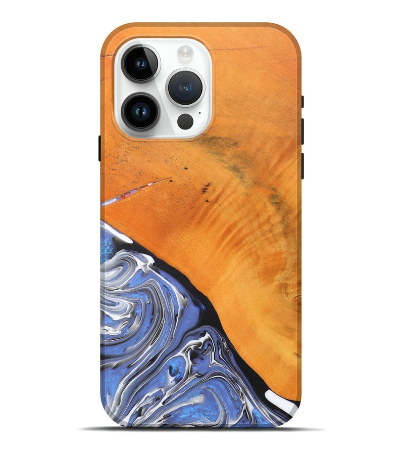 iPhone 15 Pro Max Wood+Resin Live Edge Phone Case - Charlotte (Blue, 690195)