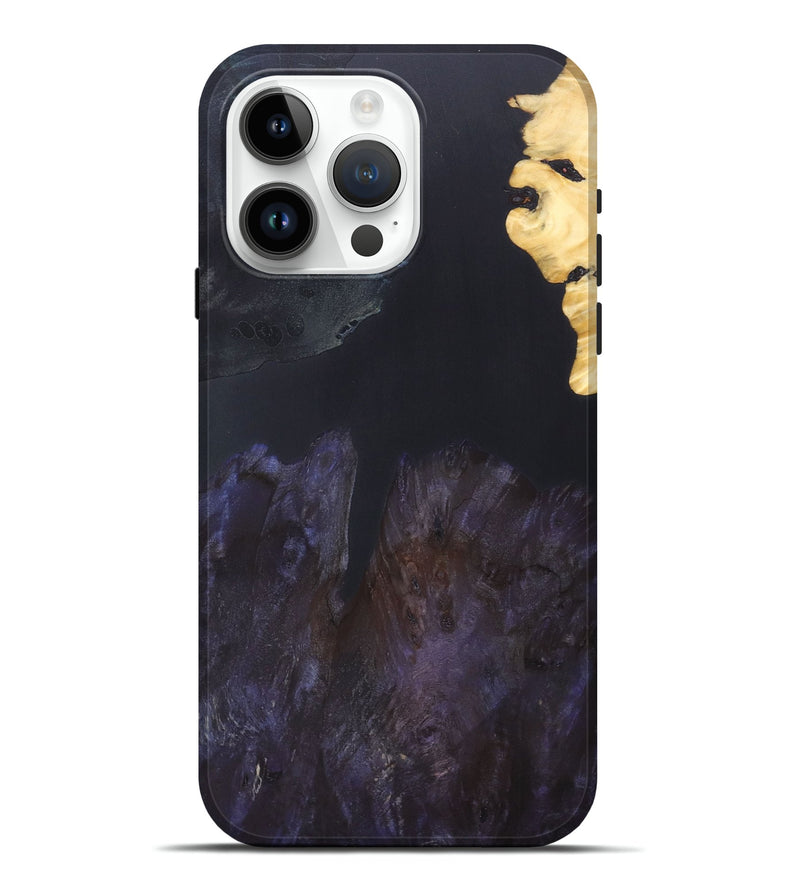 iPhone 15 Pro Max Wood+Resin Live Edge Phone Case - Brent (Pure Black, 690295)
