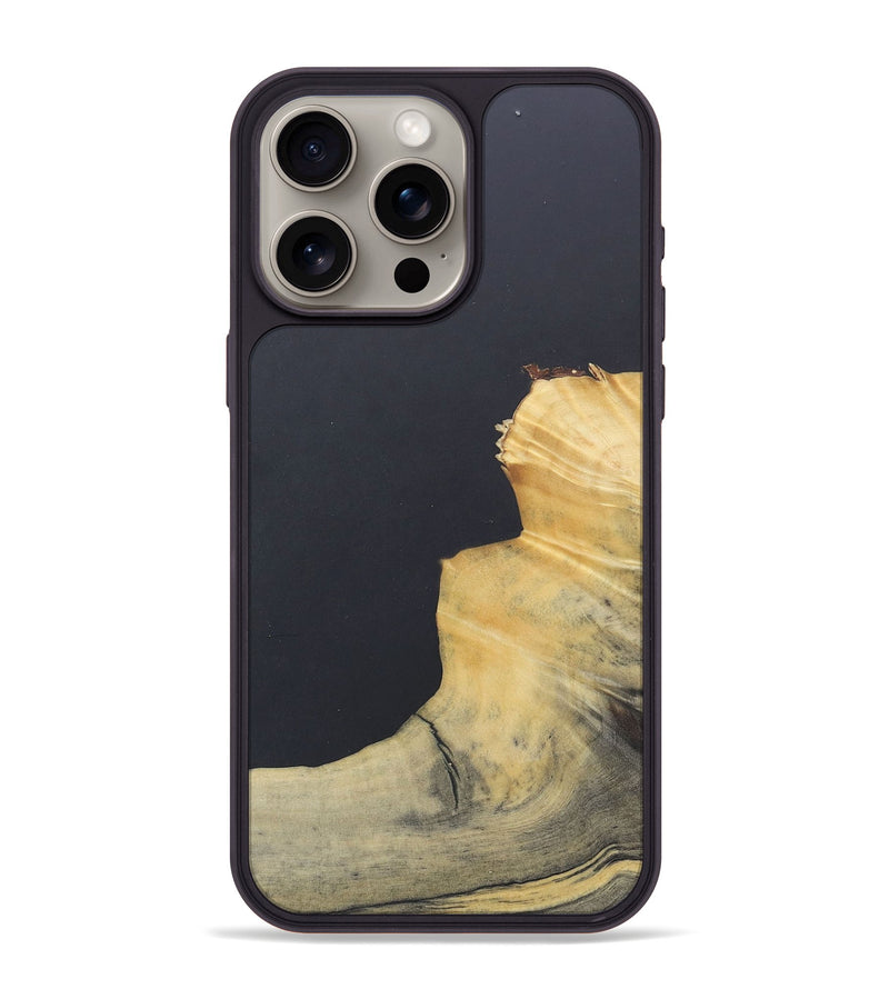 iPhone 15 Pro Max Wood+Resin Phone Case - Emil (Pure Black, 690572)
