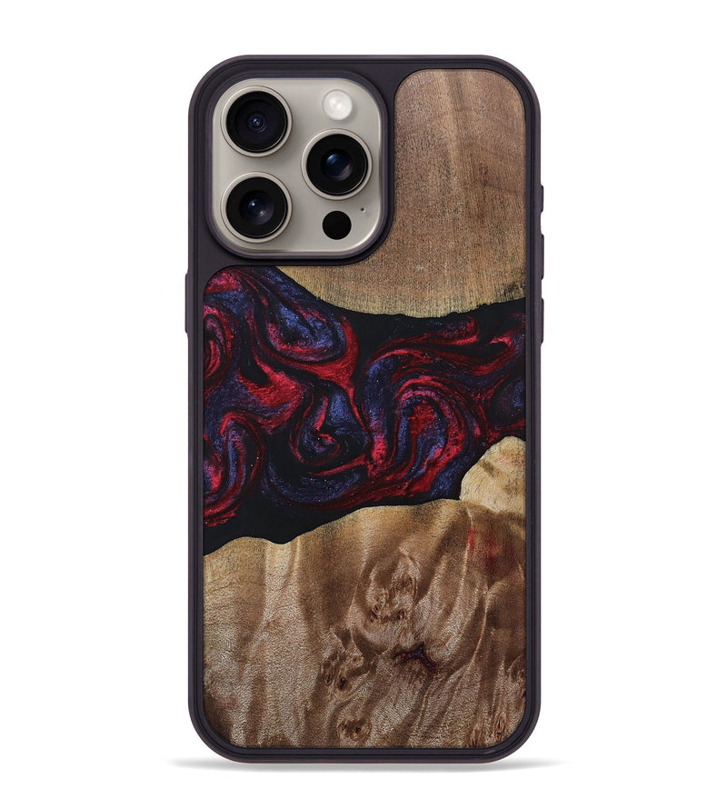 iPhone 15 Pro Max Wood+Resin Phone Case - Maggie (Red, 690675)