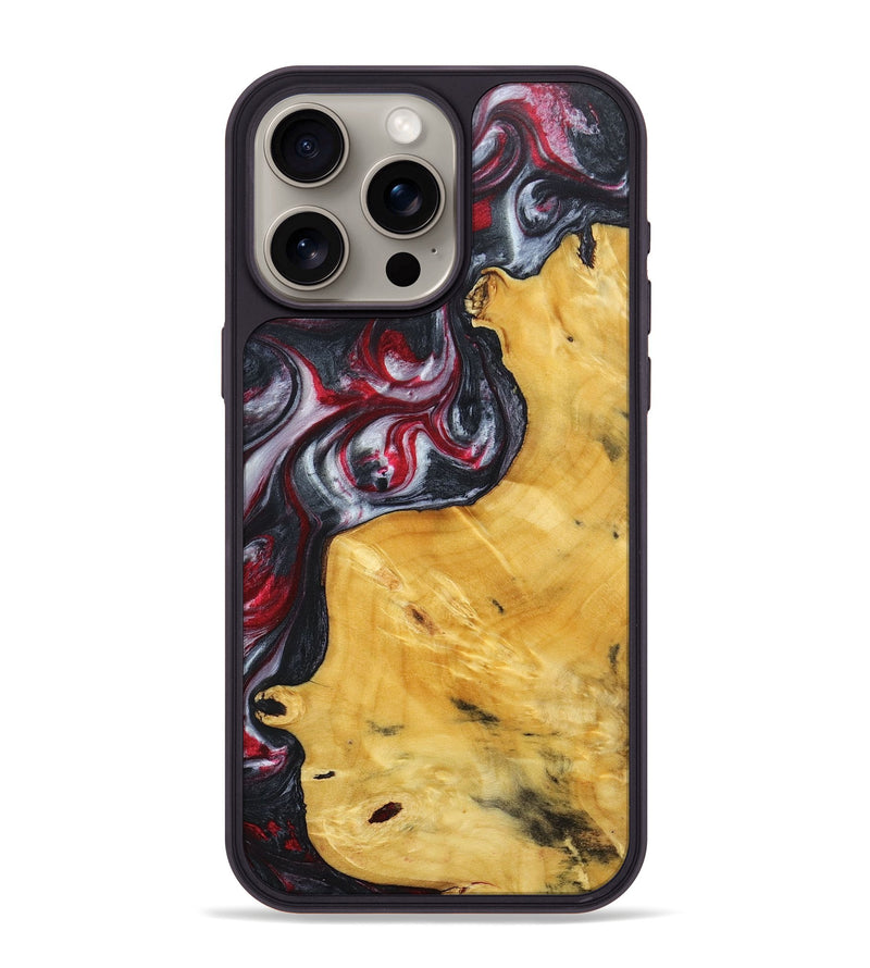 iPhone 15 Pro Max Wood+Resin Phone Case - Reign (Red, 690686)