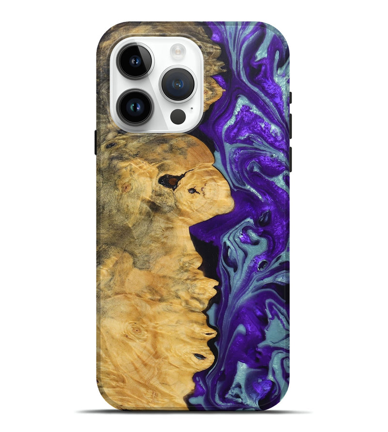 iPhone 15 Pro Max Wood+Resin Live Edge Phone Case - Nina (Purple, 690716)