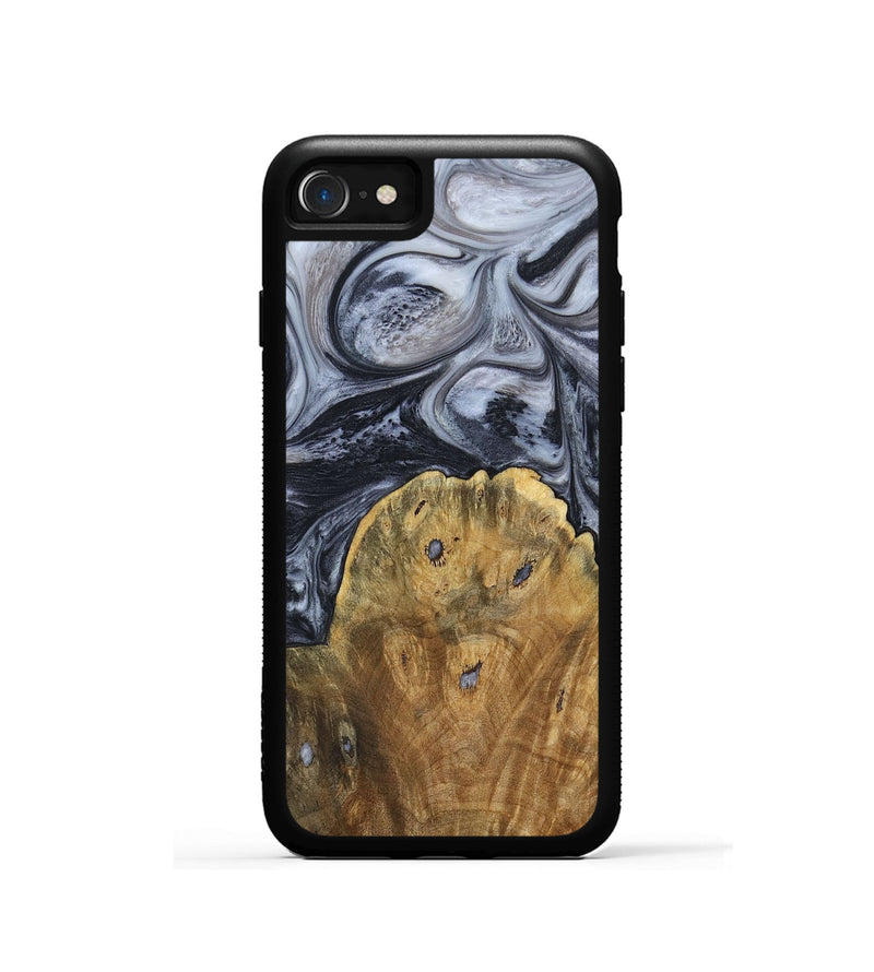 iPhone SE Wood+Resin Phone Case - Eli (Black & White, 690942)