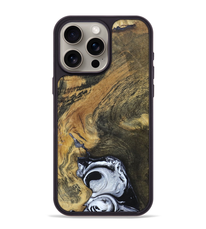 iPhone 15 Pro Max Wood+Resin Phone Case - Mason (Black & White, 690946)