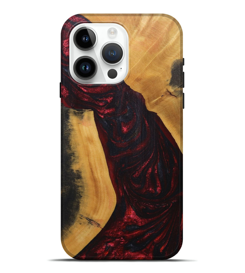 iPhone 15 Pro Max Wood+Resin Live Edge Phone Case - Wallace (Red, 691004)