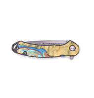 EDC Wood+Resin Pocket Knife - Tracy (Teal & Gold, 691765)