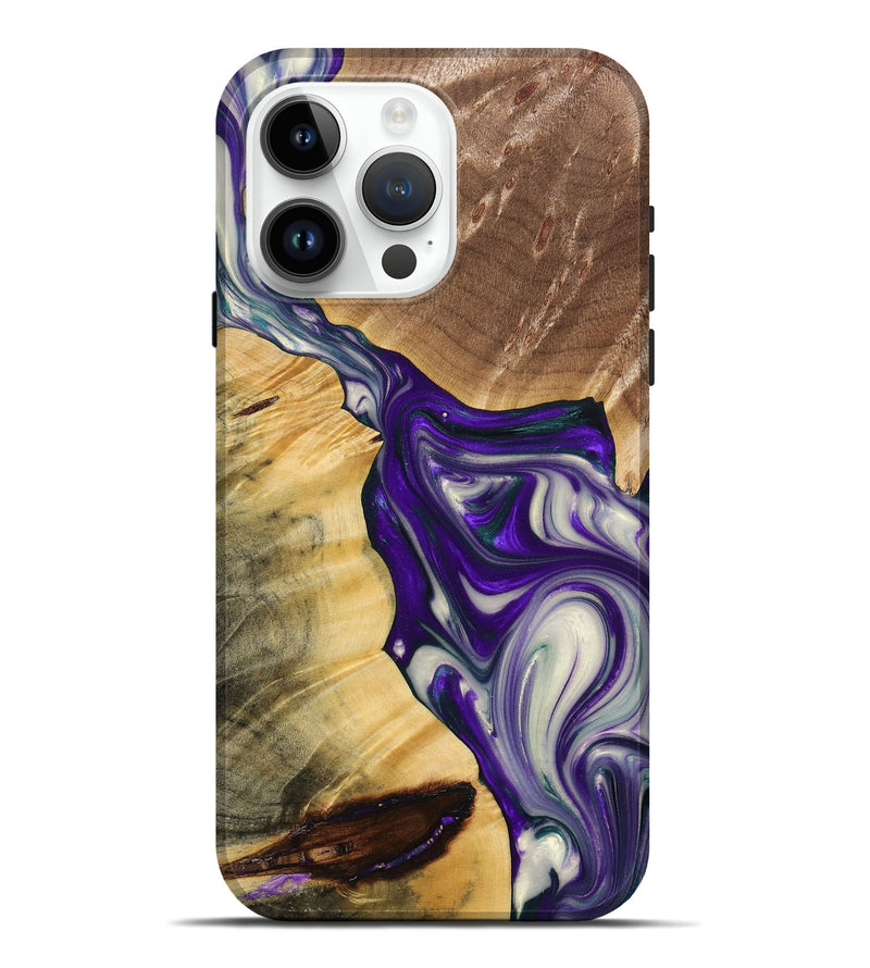 iPhone 15 Pro Max Wood+Resin Live Edge Phone Case - Susan (Purple, 691988)