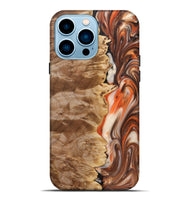 iPhone 14 Pro Max Wood+Resin Live Edge Phone Case - Hilary (Red, 691999)
