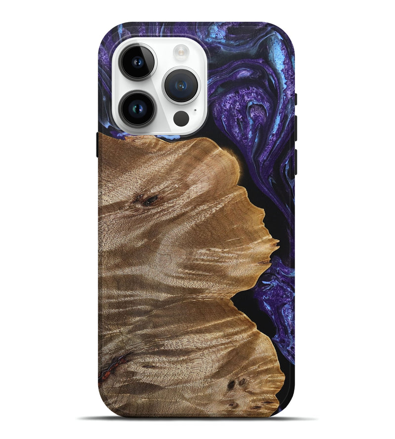 iPhone 15 Pro Max Wood+Resin Live Edge Phone Case - Gilbert (Purple, 692311)