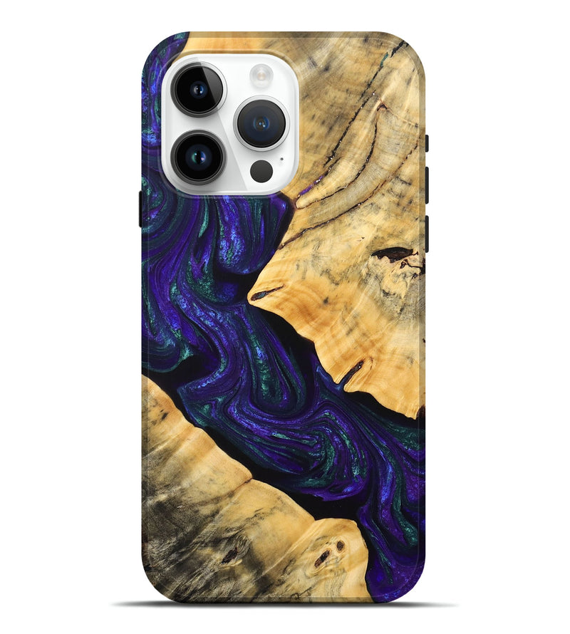 iPhone 15 Pro Max Wood+Resin Live Edge Phone Case - Sheena (Purple, 692312)