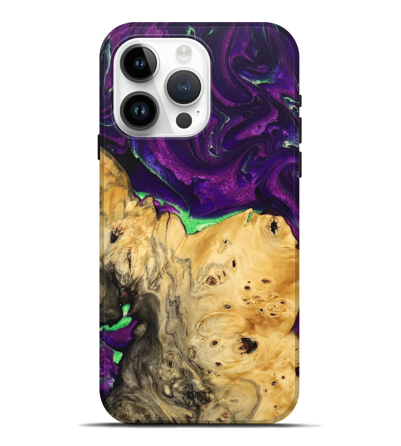 iPhone 15 Pro Max Wood+Resin Live Edge Phone Case - Blake (Purple, 692314)