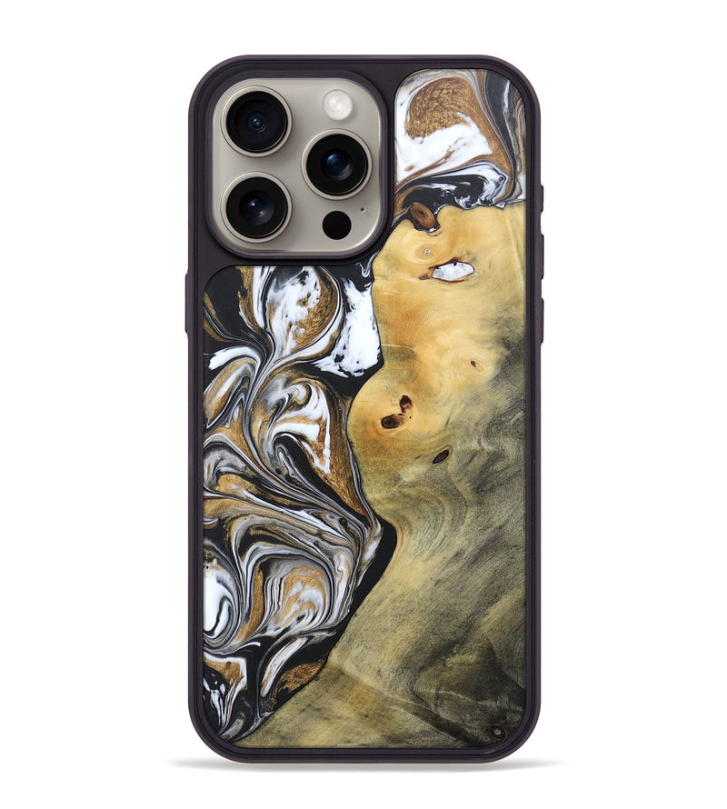 iPhone 15 Pro Max Wood+Resin Phone Case - Vernon (Black & White, 692369)