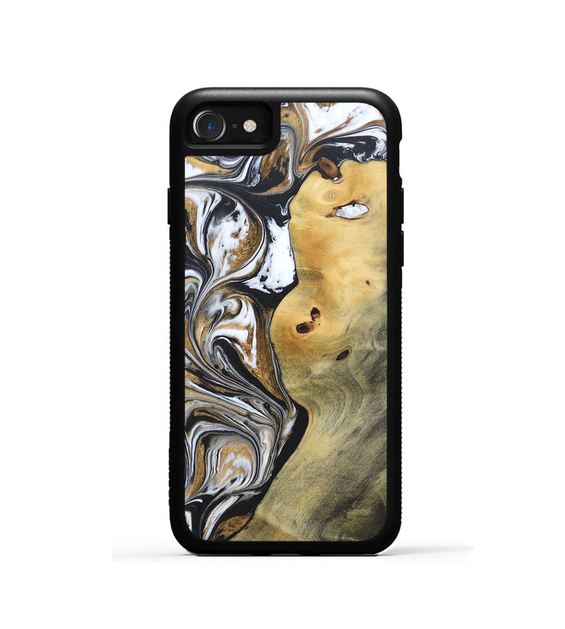iPhone SE Wood+Resin Phone Case - Vernon (Black & White, 692369)