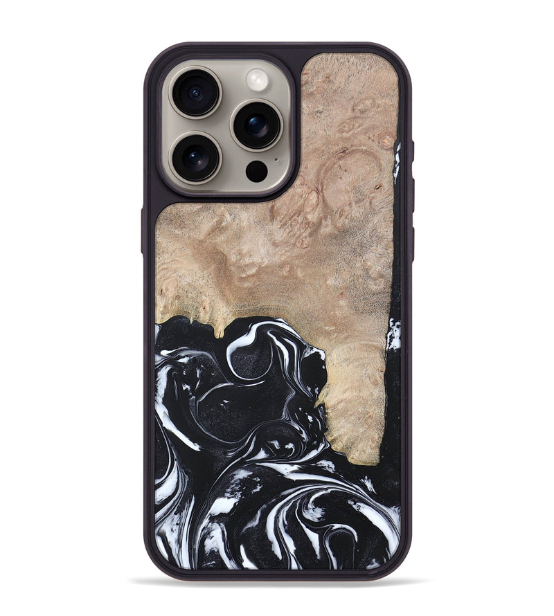 iPhone 15 Pro Max Wood+Resin Phone Case - Aria (Black & White, 692388)