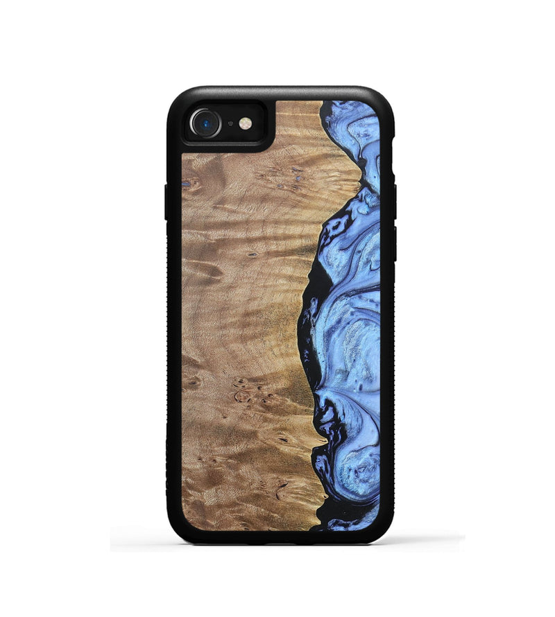 iPhone SE Wood+Resin Phone Case - Marquita (Blue, 692420)