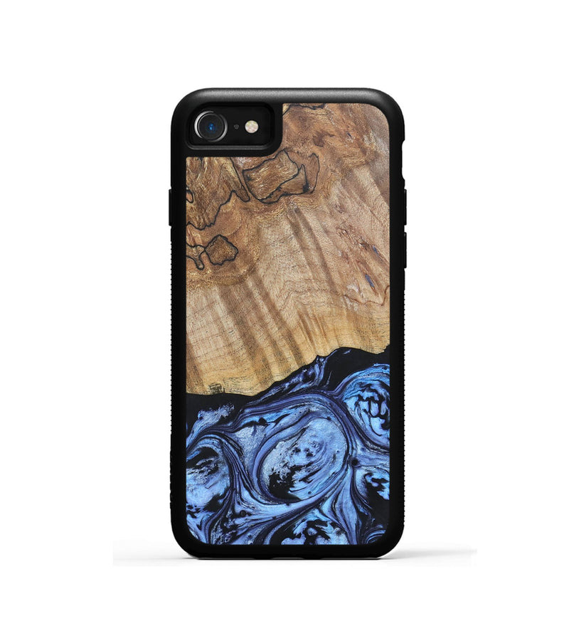 iPhone SE Wood+Resin Phone Case - Jill (Blue, 692428)