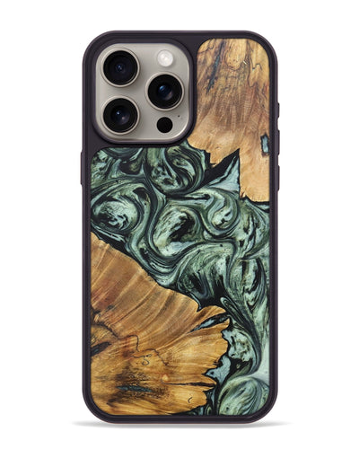 iPhone 15 Pro Max Wood+Resin Phone Case - Donnie (Green, 692449)
