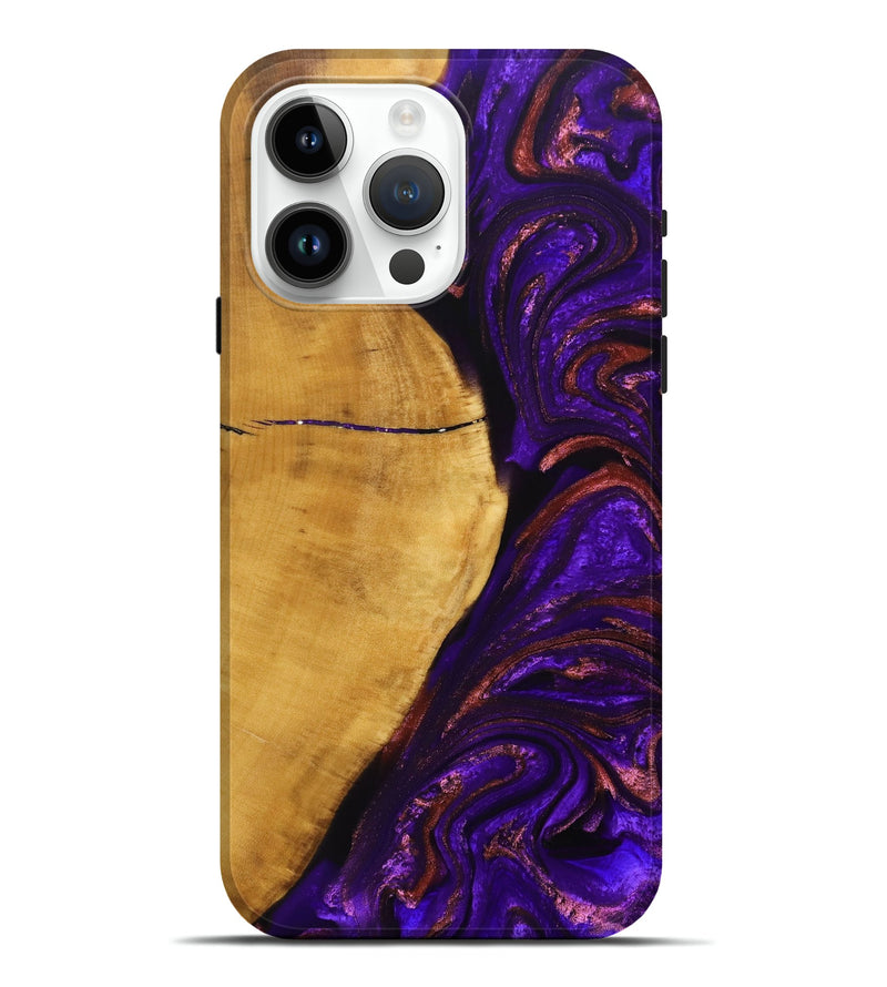 iPhone 15 Pro Max Wood+Resin Live Edge Phone Case - Kason (Purple, 692525)