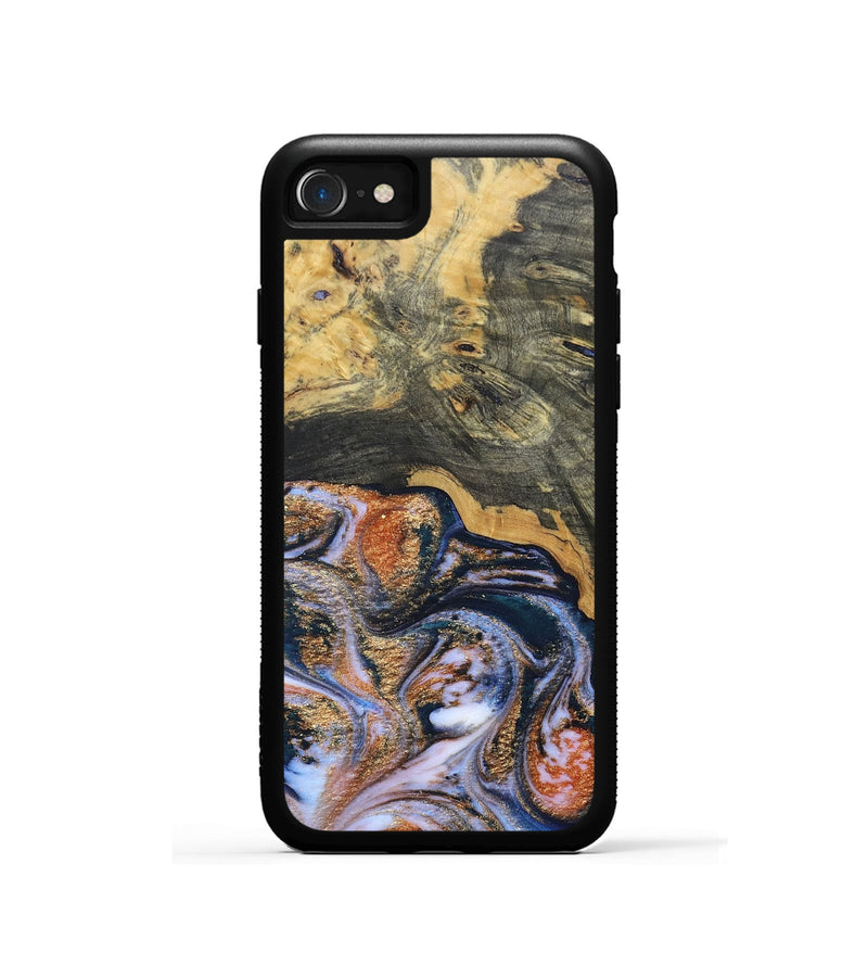 iPhone SE Wood+Resin Phone Case - Susan (Teal & Gold, 692581)