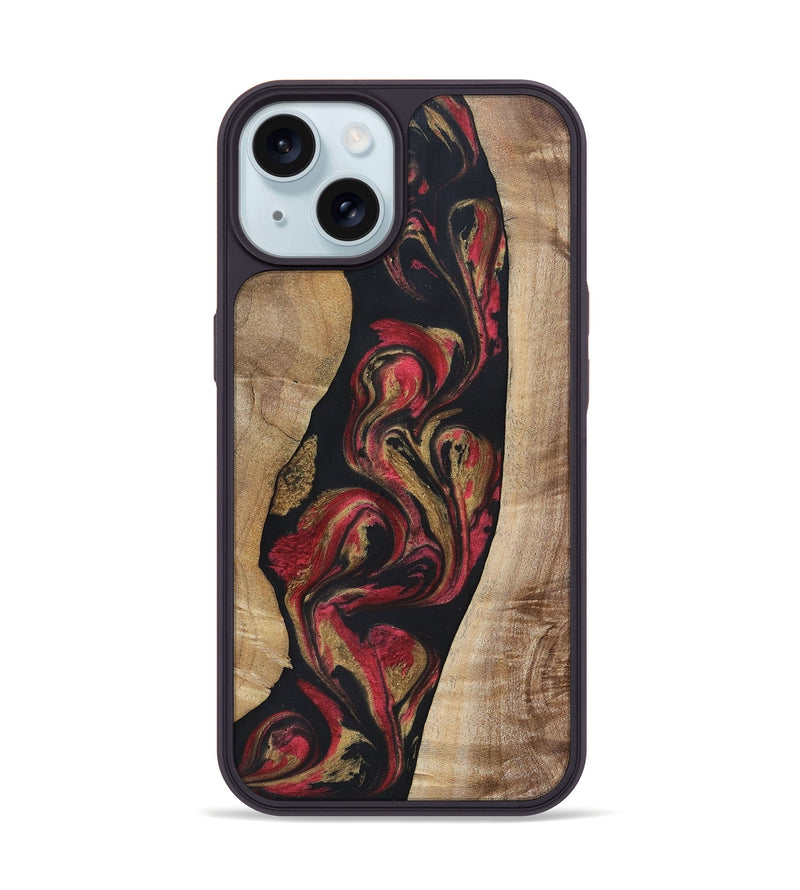 iPhone 15 Wood+Resin Phone Case - Arthur (Red, 692942)