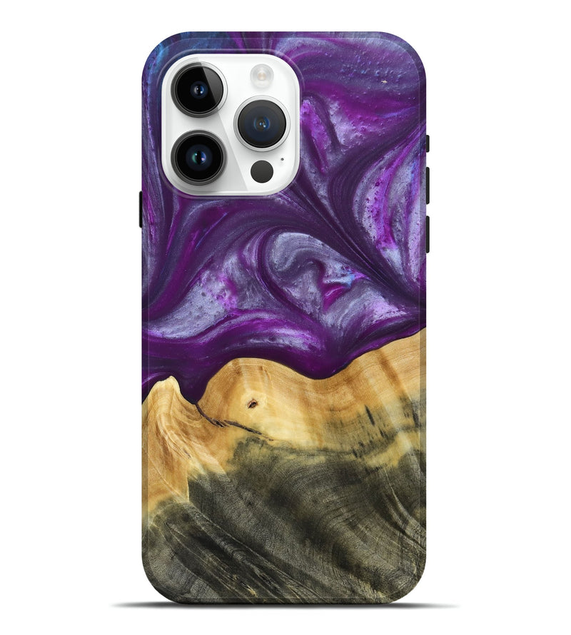 iPhone 15 Pro Max Wood+Resin Live Edge Phone Case - Cortney (Purple, 692970)