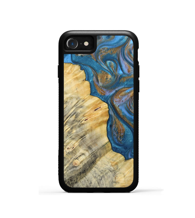 iPhone SE Wood+Resin Phone Case - Kathi (Teal & Gold, 693514)