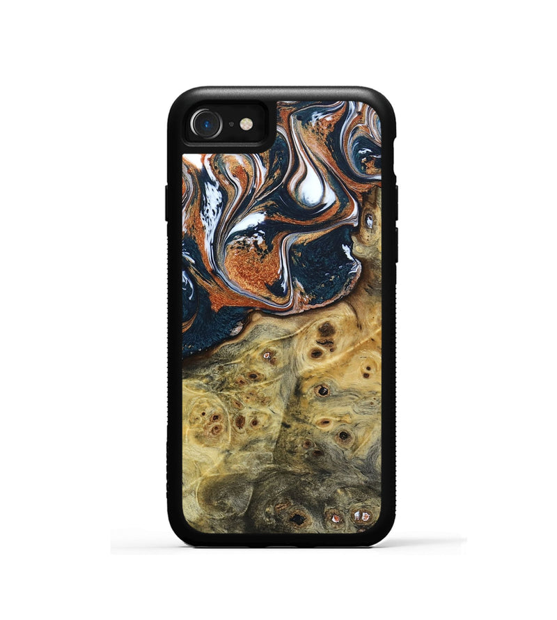 iPhone SE Wood+Resin Phone Case - Cecelia (Teal & Gold, 693519)