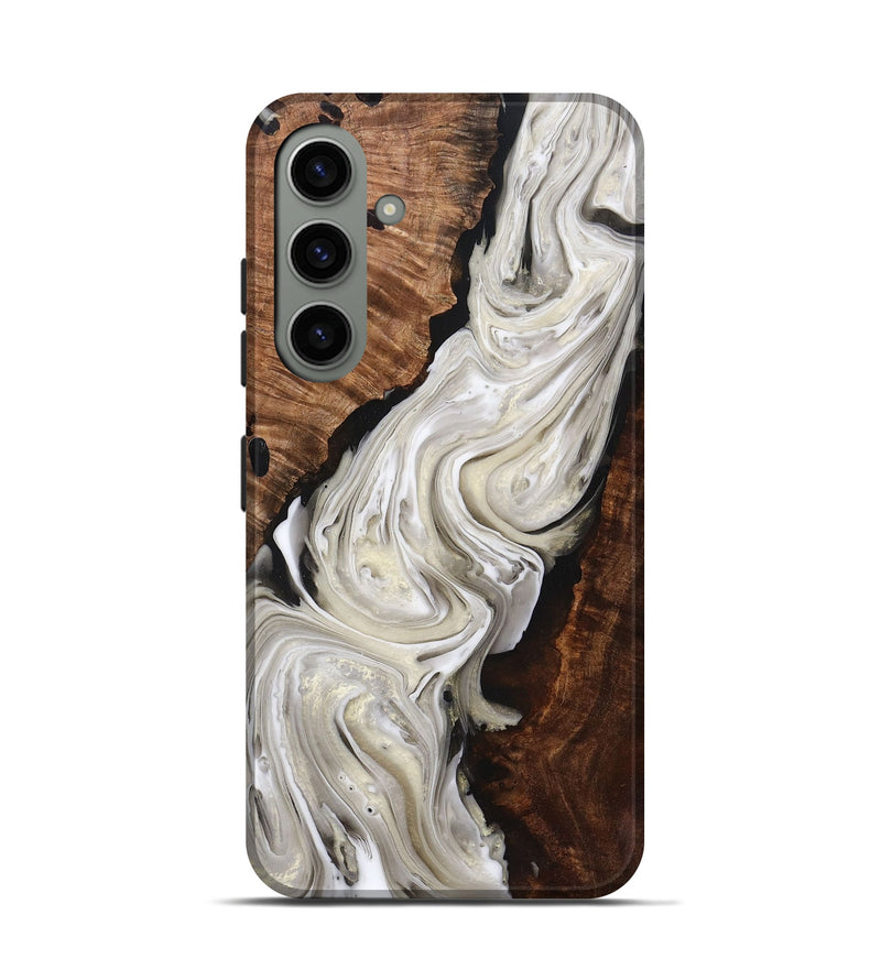 Galaxy S24 Wood+Resin Live Edge Phone Case - Ivy (Black & White, 693576)