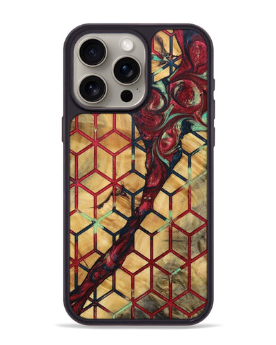 iPhone 15 Pro Max Wood+Resin Phone Case - Gwendolyn (Pattern, 693686)
