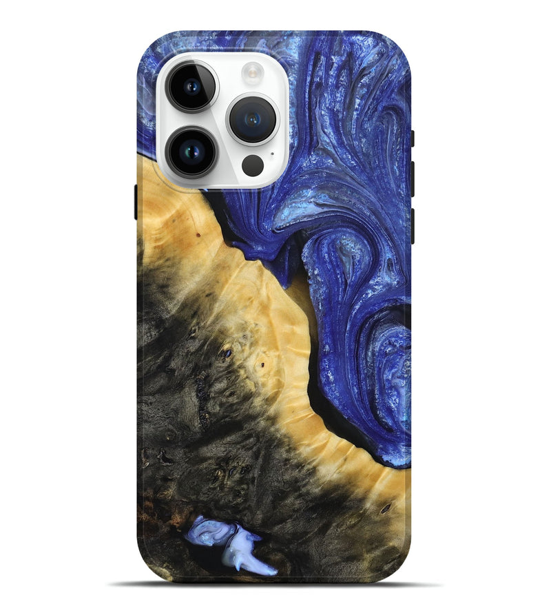 iPhone 15 Pro Max Wood+Resin Live Edge Phone Case - Patrice (Blue, 693809)