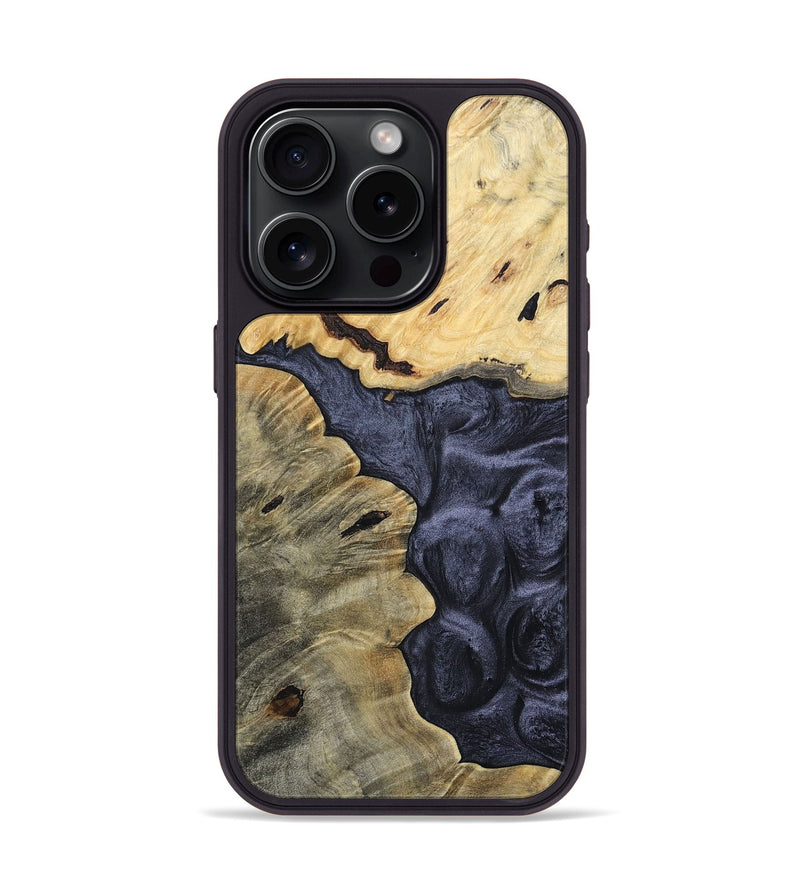 iPhone 15 Pro Wood+Resin Phone Case - Brittney (Pure Black, 693848)
