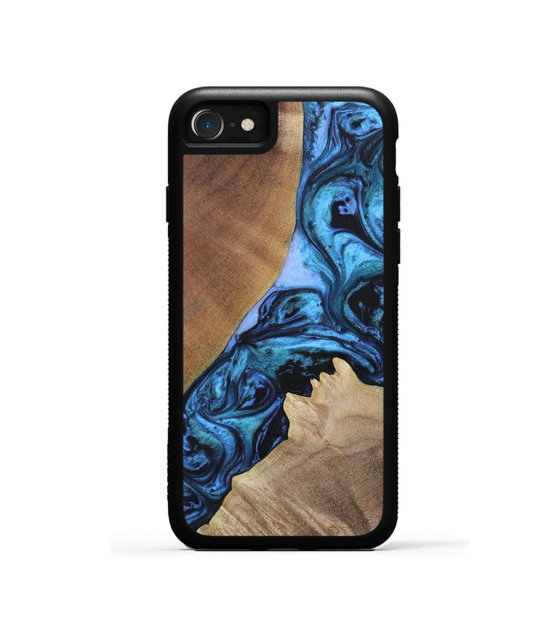 iPhone SE Wood+Resin Phone Case - Gwen (Blue, 693855)