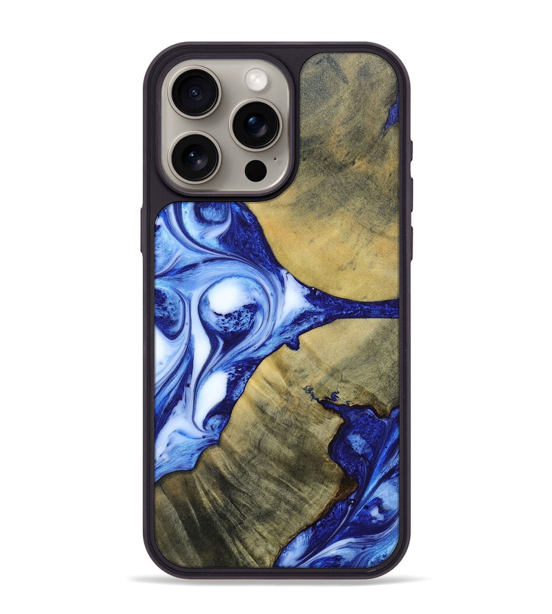 iPhone 15 Pro Max Wood+Resin Phone Case - Dawson (Blue, 693856)