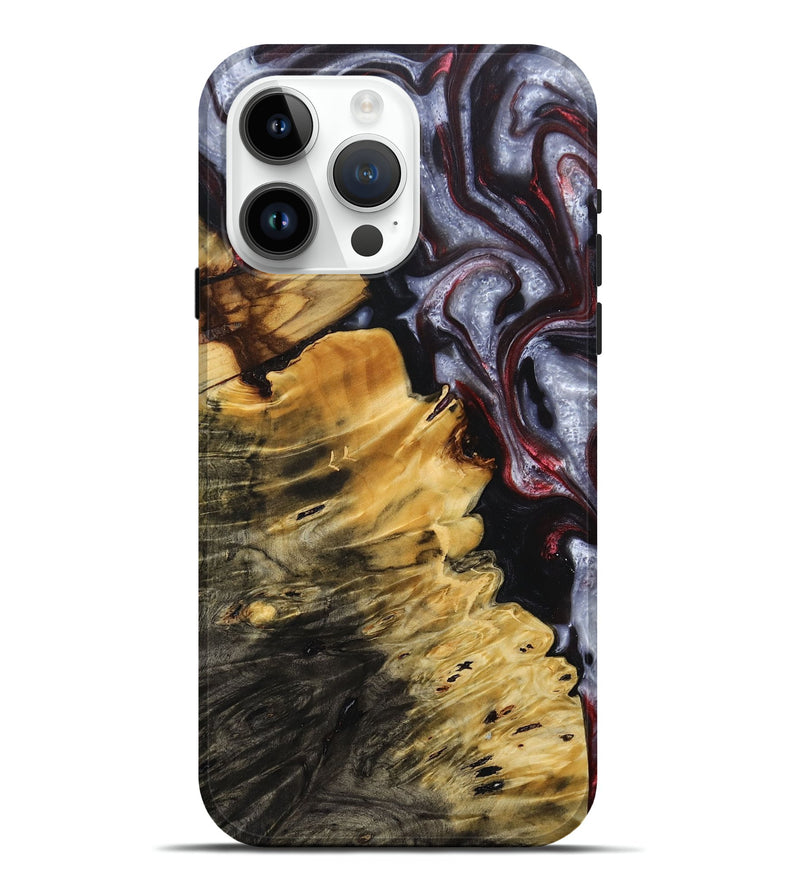 iPhone 15 Pro Max Wood+Resin Live Edge Phone Case - Aubrie (Red, 693951)