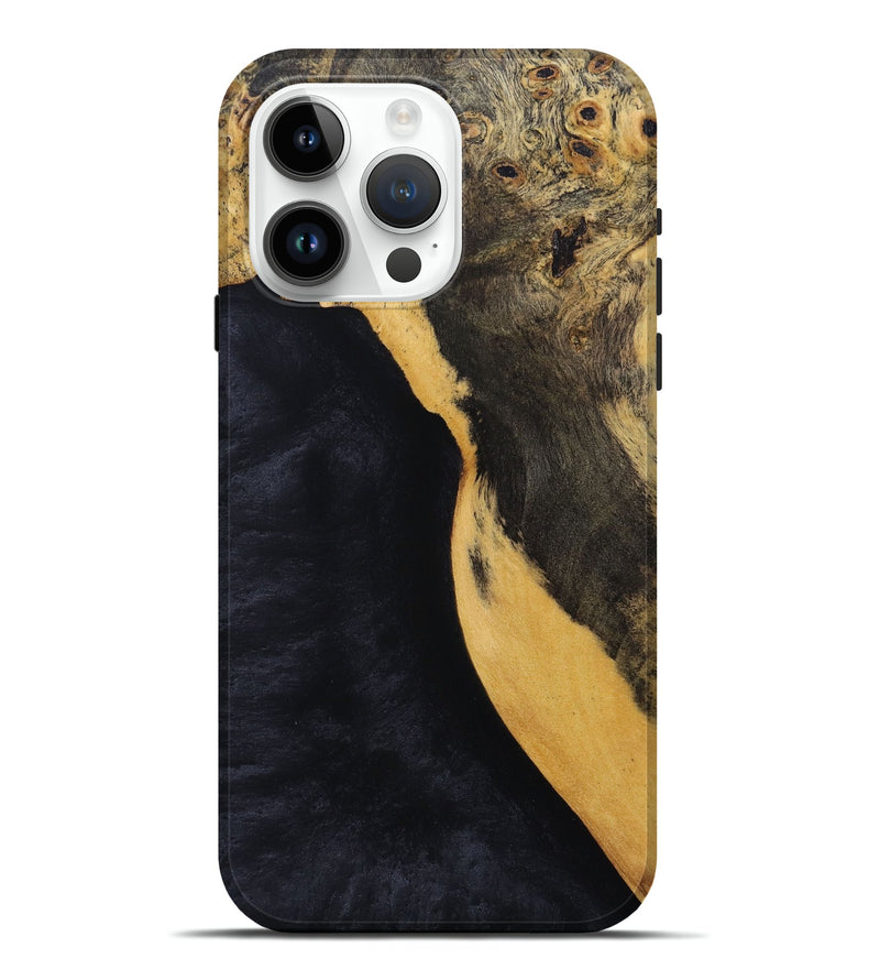 iPhone 15 Pro Max Wood+Resin Live Edge Phone Case - Ana (Pure Black, 693954)
