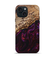 iPhone 15 Wood+Resin Live Edge Phone Case - Elise (Red, 693994)
