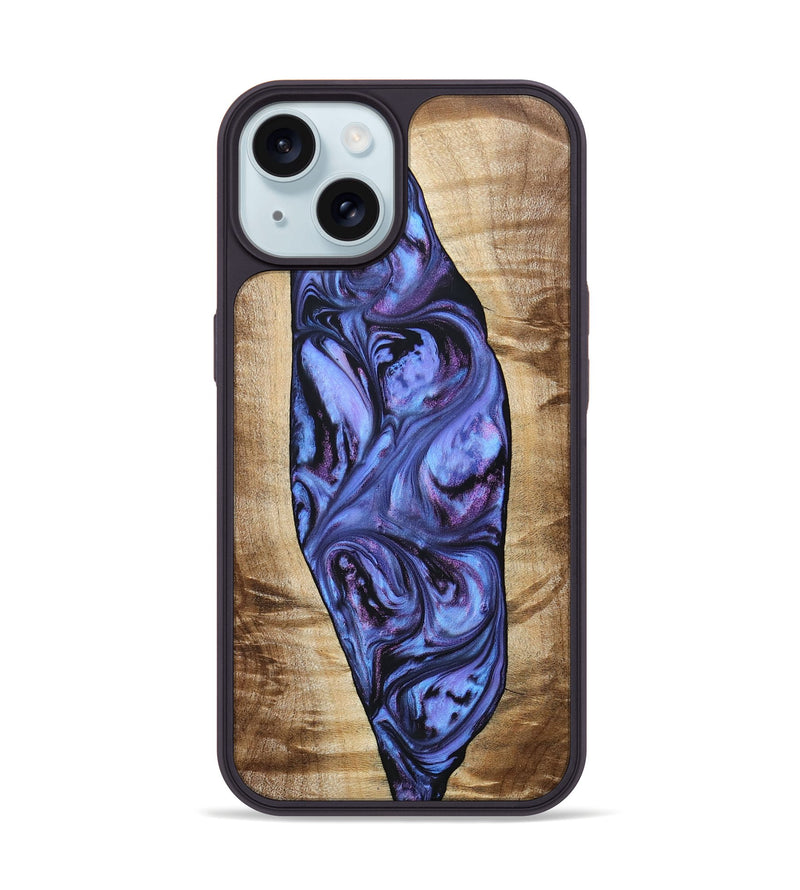 iPhone 15 Wood+Resin Phone Case - Tammie (Purple, 694107)