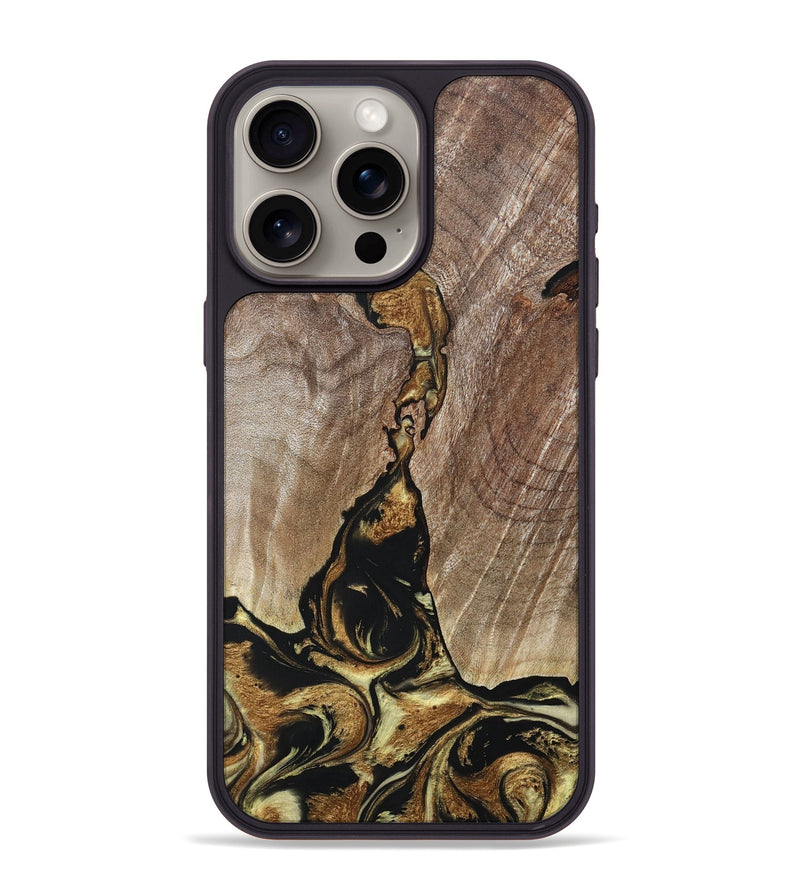 iPhone 15 Pro Max Wood+Resin Phone Case - Rita (Black & White, 694151)