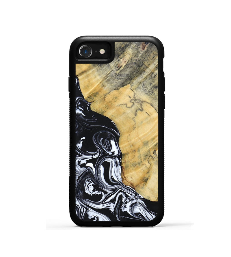 iPhone SE Wood+Resin Phone Case - Lucinda (Black & White, 694281)