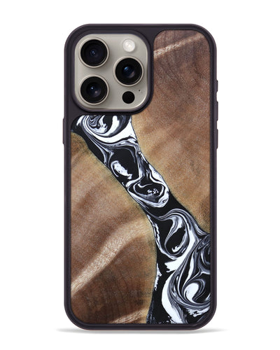 iPhone 15 Pro Max Wood+Resin Phone Case - Maxwell (Black & White, 694283)