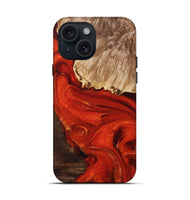 iPhone 15 Wood+Resin Live Edge Phone Case - Kyla (Red, 694388)