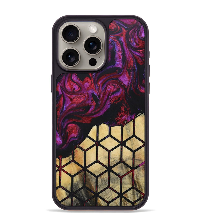 iPhone 15 Pro Max Wood+Resin Phone Case - Ericka (Pattern, 694737)
