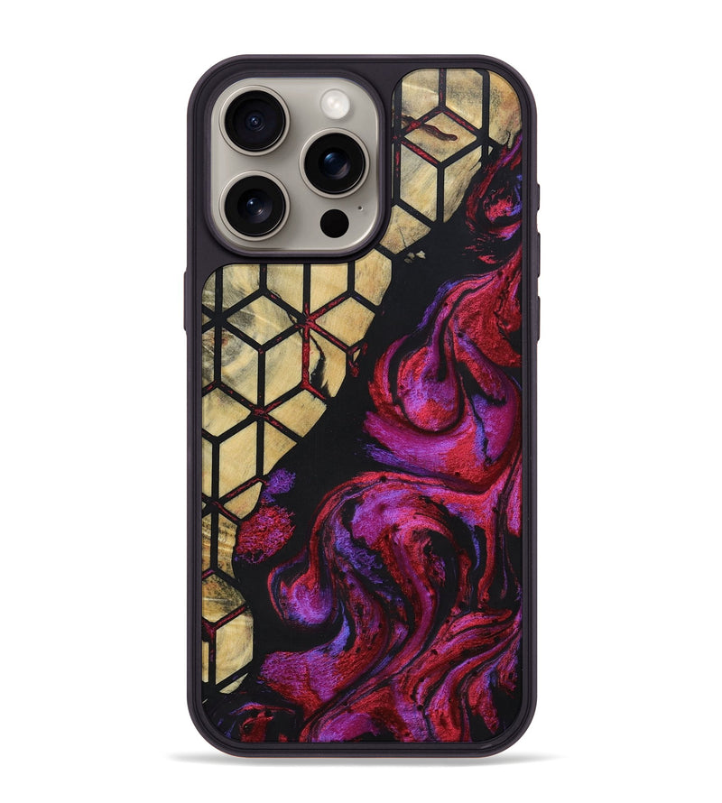 iPhone 15 Pro Max Wood+Resin Phone Case - Breanna (Pattern, 694742)