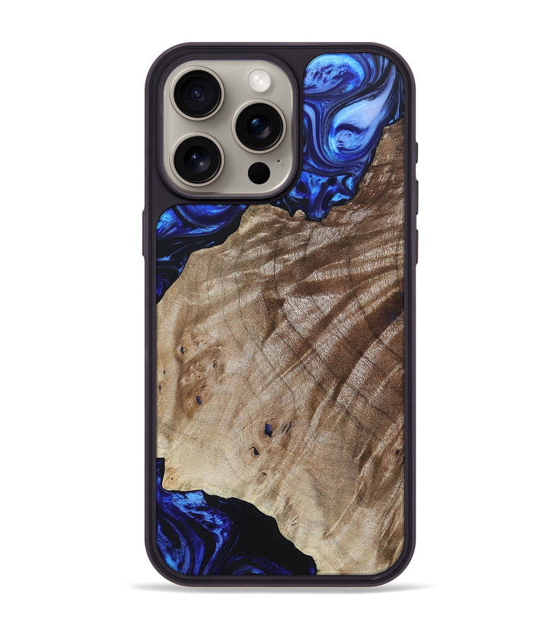 iPhone 15 Pro Max Wood+Resin Phone Case - Therese (Blue, 694852)