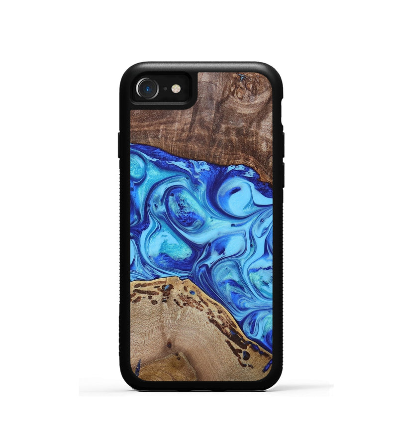 iPhone SE Wood+Resin Phone Case - Emilio (Blue, 695214)